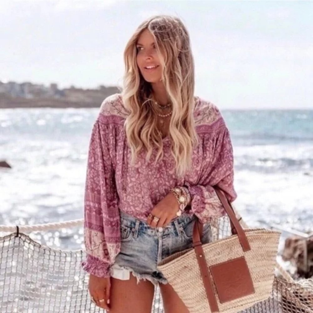 Spell Dahlia blouse in Mulberry, XS